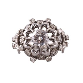 Mid Century Platinum Diamond Ring