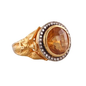 22k Gold Citrine Diamond Ring