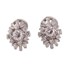 18k Gold Diamond Cluster Earrings