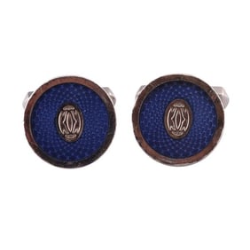 Cartier C de Cartier Silver Enamel Cufflinks