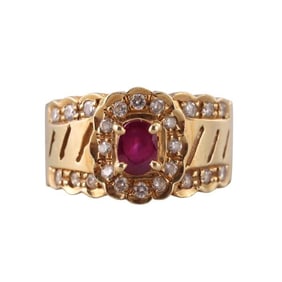 18k Gold Diamond Ruby Ring