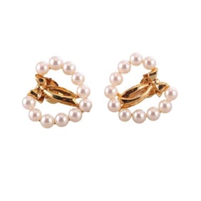 Mikimoto 18k Gold Heart Pearl Earrings