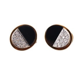Puig Doria 18k Gold Onyx Diamond Earrings