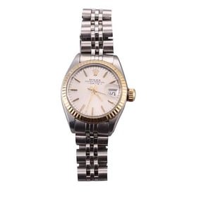 Rolex Oyster Date 18k Gold Steel Lady's Watch 6917