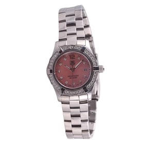 Tag Heuer Aqua Race Pink MOP Diamond Steel Lady's Watch WAF141B