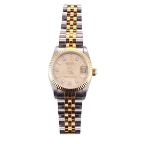 Rolex Datejust 18k Gold Steel Diamond Midsize Watch 68273