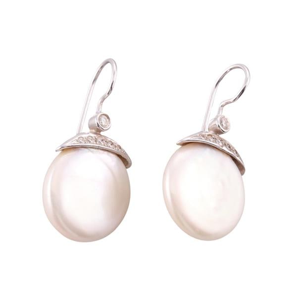 Yvel 18k Gold Diamond Pearl Drop Earrings (1 of 4)