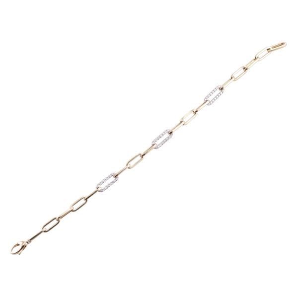 Italian 14k Gold Diamond Oval Link Bracelet (1 of 3)