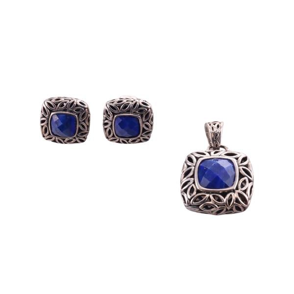 John Hardy Silver Lapis Earrings Pendant Lot (1 of 2)