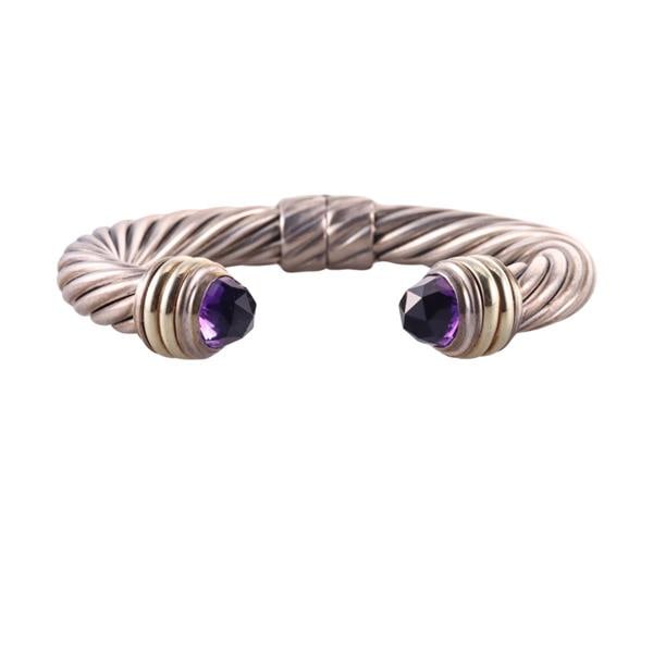 David Yurman Sterling 14k Gold Amethyst Classic Cuff Bracelet (1 of 4)