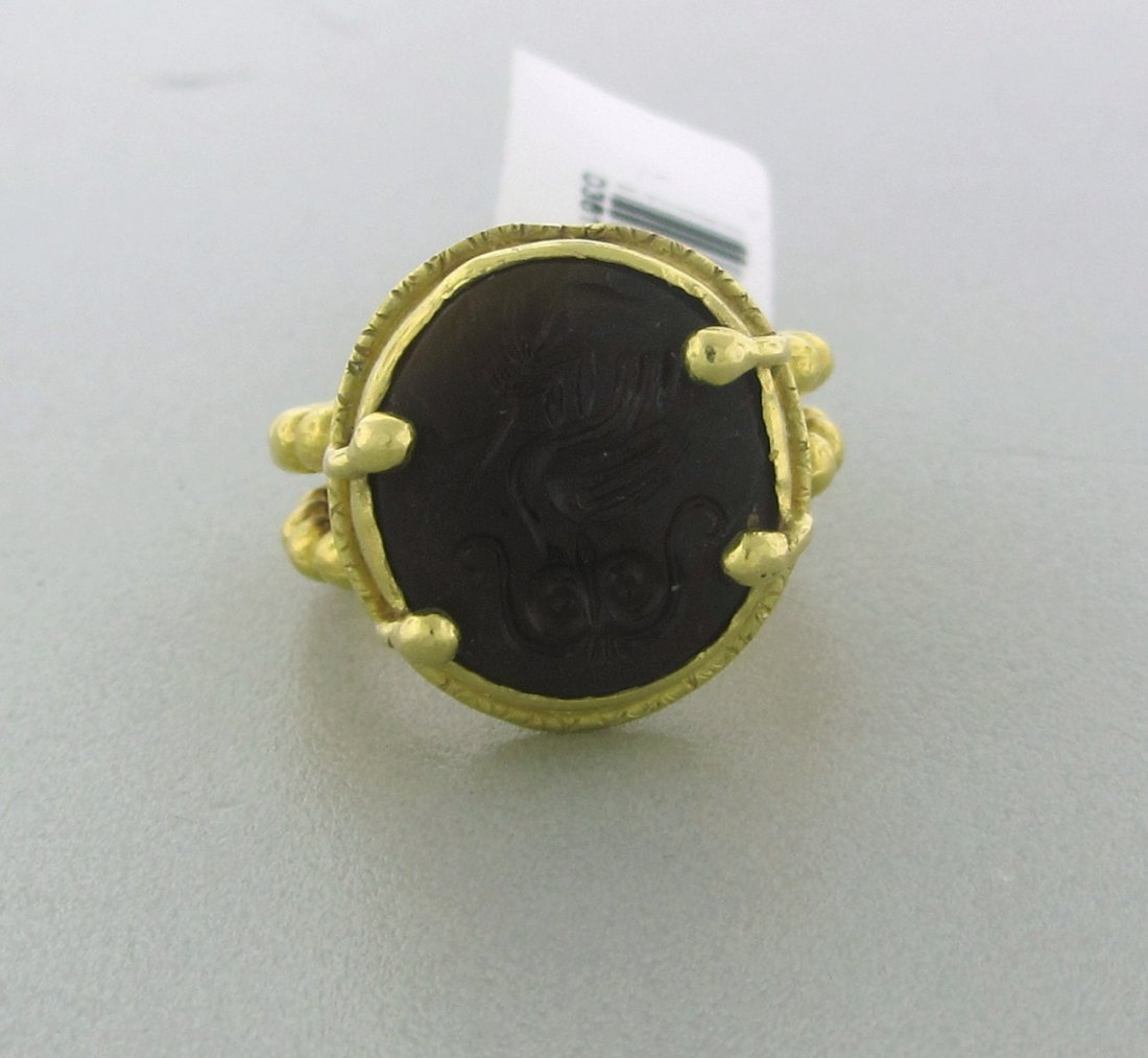 Signed 22k Gold Carved Intaglio Ring: Measurements - ring size 4 1/2 , ring is 17.5mm wide. intaglio - 13mm x 14.5mm . weight - 13.8 grams. consigner # tps
