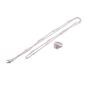 Judith Ripka Silver Cubic Zirconia Ring Necklace Lot