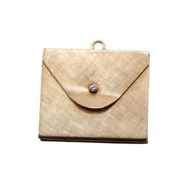 1950s 14k Gold Diamond Envelope Locket Charm Pendant