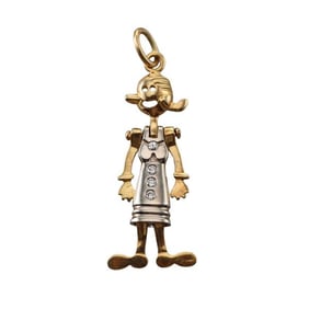18k Gold Diamond Olive Oil Character Charm Pendant