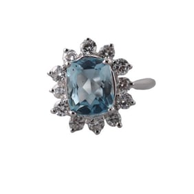 14k Gold Diamond 2.28ct Aquamarine Ring