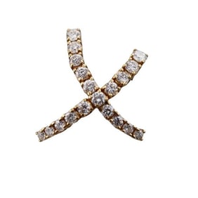 18k Gold Diamond X Brooch Pin