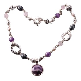 Michael Dawkins Silver Multi Gemstone Toggle Necklace