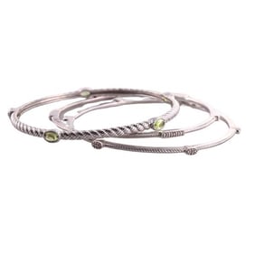 Judith Ripka Silver Bangle Bracelet Lot of 3