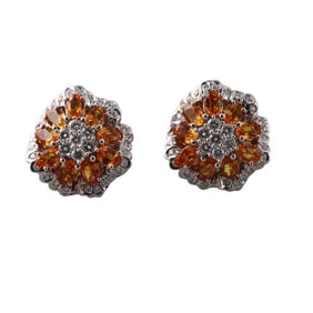 18k Gold Diamond Sapphire Cocktail Earrings