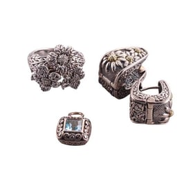 John Hardy Ann King Silver Gold Pendant Ring Earrings Lot