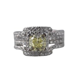 GIA Fancy Light Yellow Si2 1.22ct Diamond 14k Gold Engagement Ring