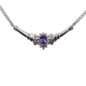 14k Gold Diamond Tanzanite Necklace
