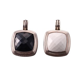 David Yurman Silver Albion Agate Onyx Pendant Lot
