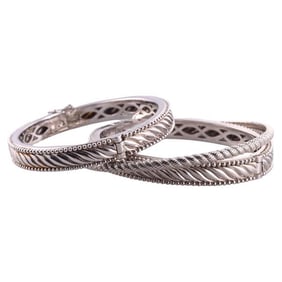 Judith Ripka Silver Bangle Bracelet Lot of 3