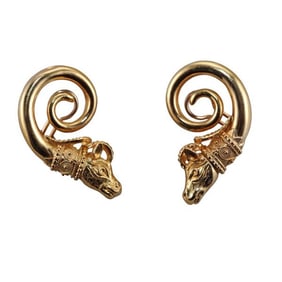 20k Yellow Gold Ram Head Earrings