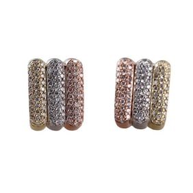 18k Tri Color Gold Diamond Earrings