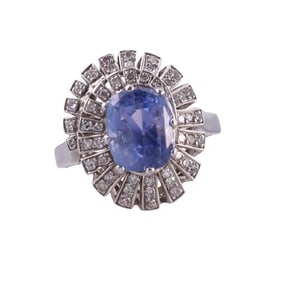 14k Gold Diamond Sapphire Ring