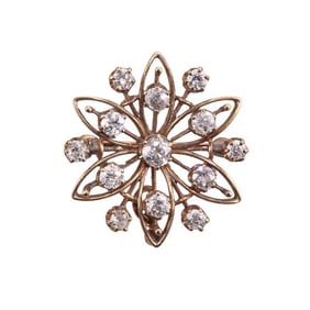 Antique 14k Gold Diamond Brooch Pendant