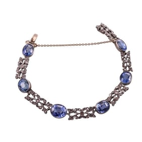 Antique Silver Gold Rose Cut Diamond  Bracelet