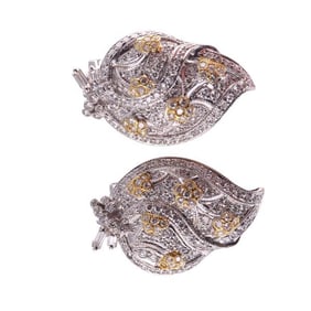 14k Two Tone Gold Diamond Earrings