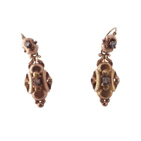 Antique Victorian 18k Gold Diamond Earrings