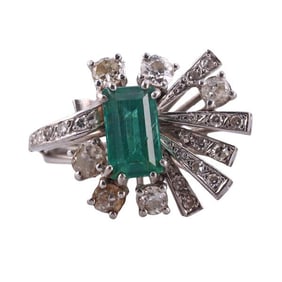 Platinum Green Tourmaline Diamond Cocktail Ring