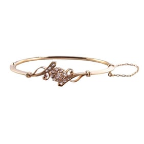 Antique 18k Gold Diamond Bangle Bracelet