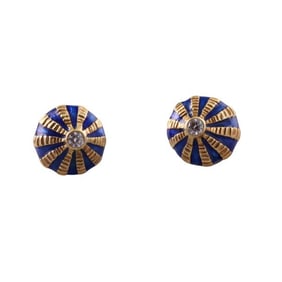 Tiffany & Co Schlumberger Taj Mahal 18k Gold Diamond Enamel Earrings