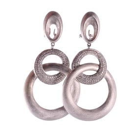 14k Gold Diamond Link Drop Earrings