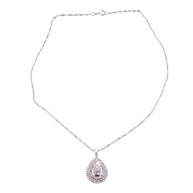 White Gold Diamond Teardrop Pendant Necklace