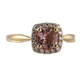 0.78ct Morganite Diamond Engagement Gold Ring