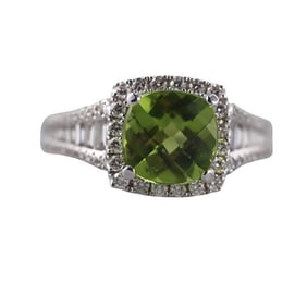 1.95ct Peridot Diamond Engagement Gold Ring