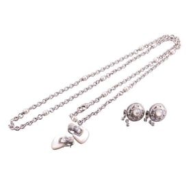 Judith Ripka Silver Pearl Cubic Zirconia Necklace Earrings Lot