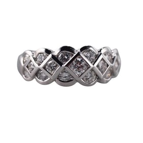 14k White Gold Half Band Ring