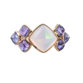18k Gold Tanzanite Opal Cocktail Ring