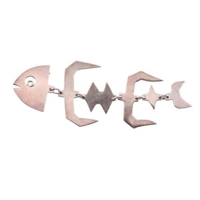 Vintage Taxco Mexico Sterling Silver Fish Pendant Brooch