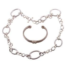 Michael Dawkins Silver Necklace Bracelet Set