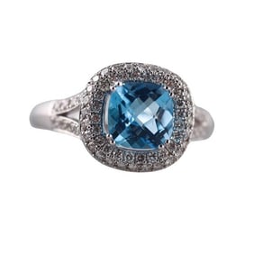 14k Gold Diamond Topaz Ring