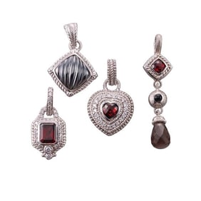 Judith Ripka Silver Gemstone Pendant Lot of 4