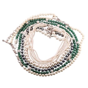 Judith Ripka Silver Costume Bead Necklace Lot